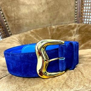 Vintage Bright Blue Soft Leather Belt 🌵Large